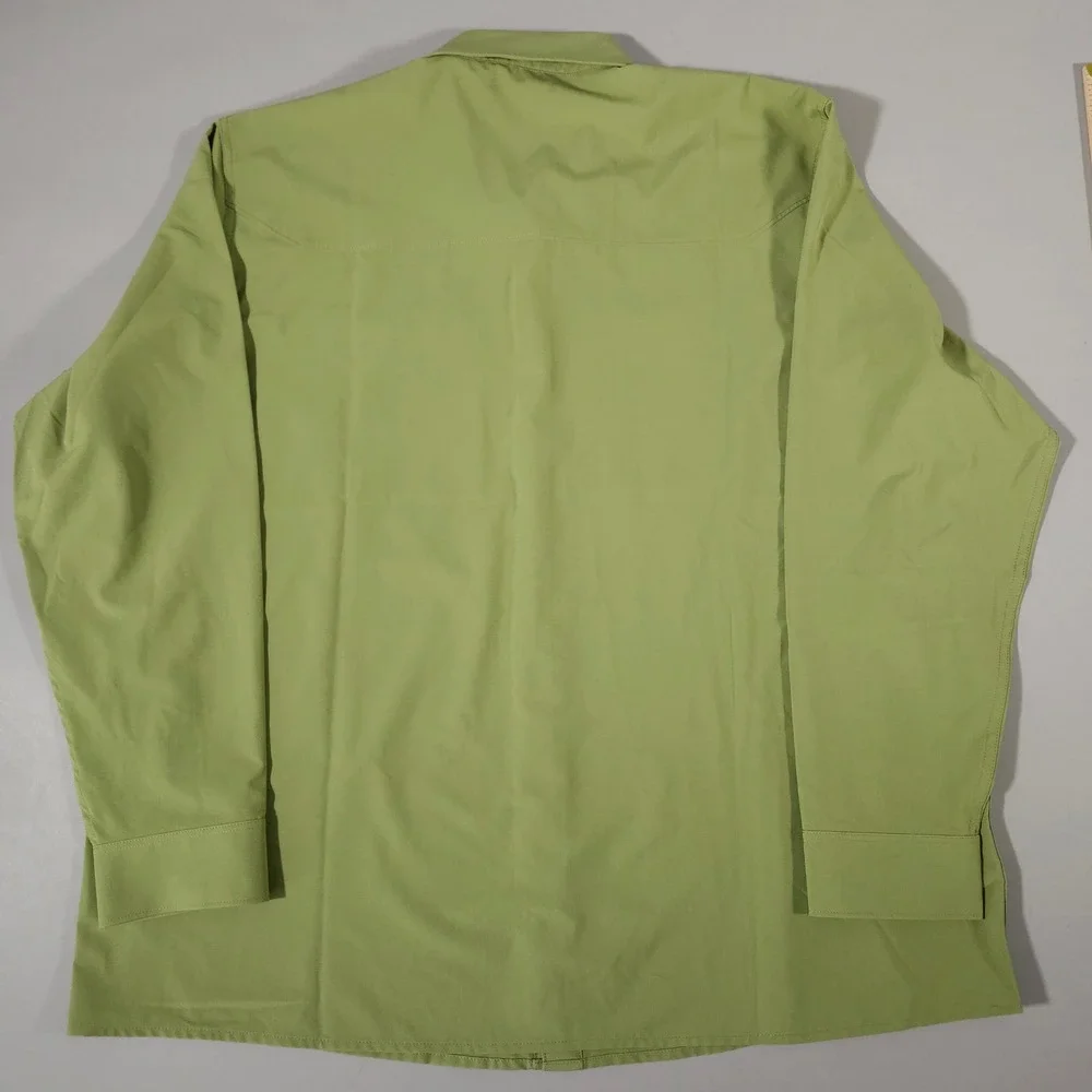 Simms Fishing Shirt Mens XXL Green Long Sleeve Button Up‎ Polyester Pockets